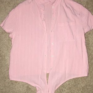 Arizona Jean Co Cropped Pink Striped Shirt
